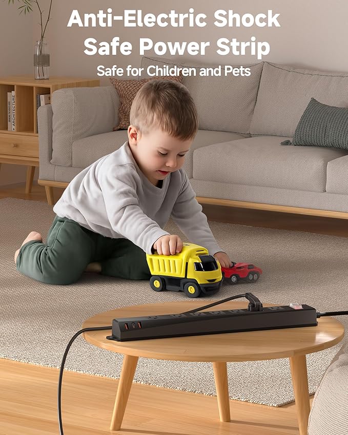 Outdoor Power Strip Weatherproof IPX6,1625W/13A 10 Ft Extension Cord with Multiple Outlets,7 AC & 3 USB, Wall Mount for Camping,Poolside,Garden,Workshop,Black