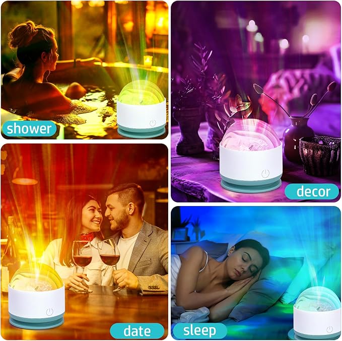 Northern Lights Projector, Rechargeable 16 Color Aurora Night Light Projector Ambient Lighting with Dimmable & Remote Control for Bedroom Kids Teen Girl Gift Room Decor - 2P