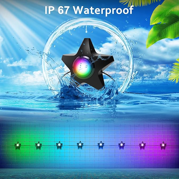 BASON LIGHTING Smart Submersible Pool Lights with App Control, RGBW 16 Million Colors, Music Sync, WiFi & Alexa/Google Voice - for Inground/Above Ground Pools, Aquariums, Ponds, Parties (4-Pack)