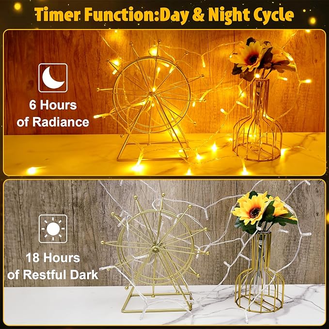 String Lights Outdoor Waterproof 9.8ft 30 LED, Warm White Fairy Lights Battery Operated（Not Included） with Timer Clear Wire for Indoor & Outdoor Decorations Garland 2 Packs