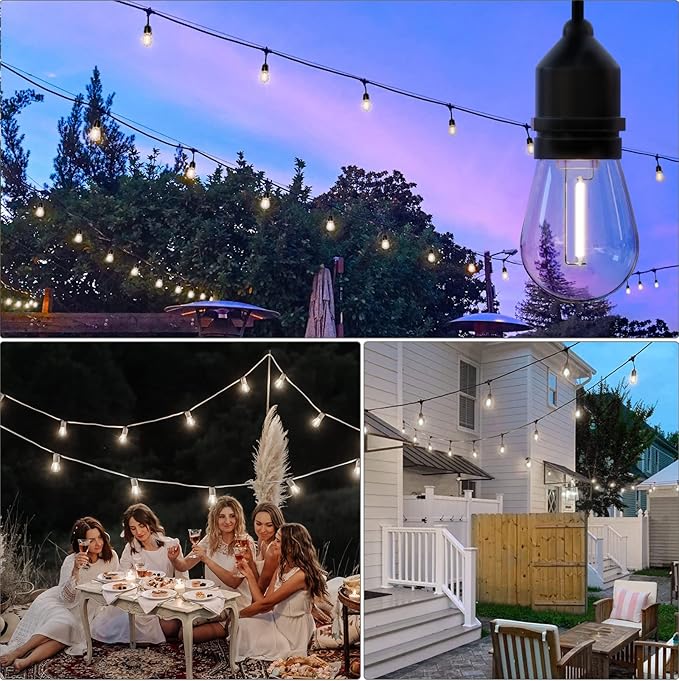 Mlambert LED String Light Bulbs, Shatterproof Outdoor String S14 Replacement Light Bulbs 4000K, Waterproof 1W LED Edison Equal to 11W,Not Solar