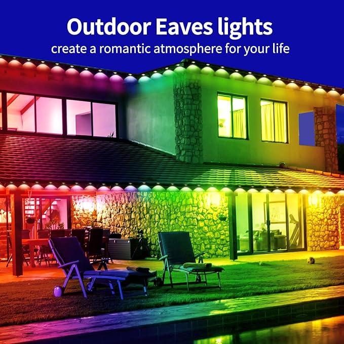 500ft Permanent Outdoor Light, RGB Outdoor eave Light,IP67 Waterproof Suitable for Party, Daily,Halloween,Christmas,Rooftop,Garden,Patio（2 Rolls of 250ft）