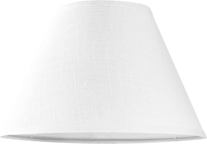 GO&SO White Texture Lamp Shades Set of 2,Small Barrel Lampshade for Table and Small Floor Lamp, 5.5'' Top x 10'' Bottom x 7.2'' Height, Natural Linen Handcrafted, Spider Fitting,2 Pack,Easy Assembly