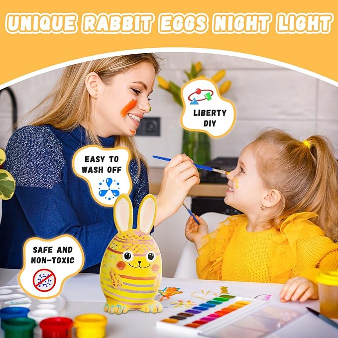 Paint Your Own Bunny Lamp Kit, Art Supplies Arts & Crafts Kit for Kids Age 4-8, Unique Easter Rabbit Egg Gift, Creativity Painting Kit Toy for Girl Boy Birthday Gift Ages 3 4 5 6 7 8 9 10 11 12+