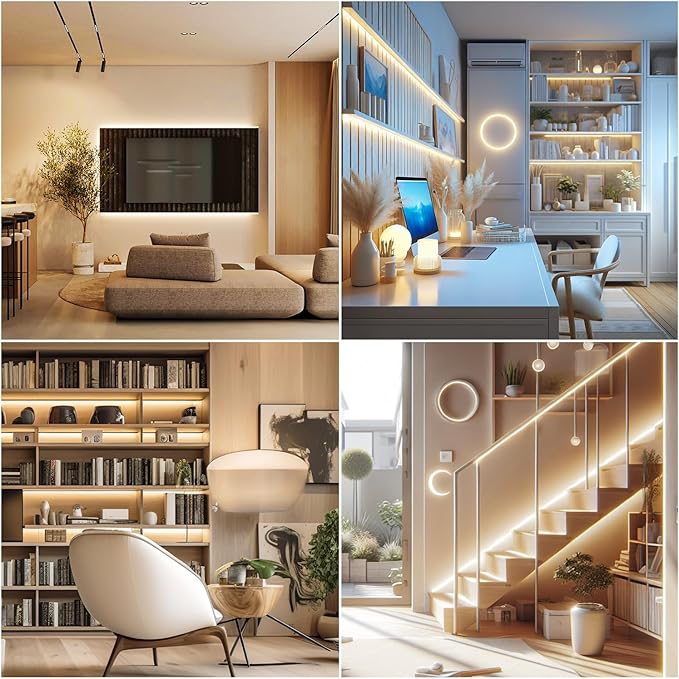 6.56FT/2M COB LED Strip Light, Warm White 3000K USB LED Tape Lights, 640LEDs CRI93+Flexible Dimmable Light Strip for TV Backlight, Cabinet Lighting, Mirror, Bedroom Decor