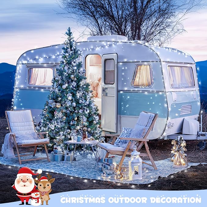 JMEXSUSS 2 Pack Solar String Lights Outdoor Waterproof, Total 66 FT 200 LED Solar Christmas Lights Outdoor, Twinkle Light for Christmas Tree Outside Garden Yard Xmas Decor, White