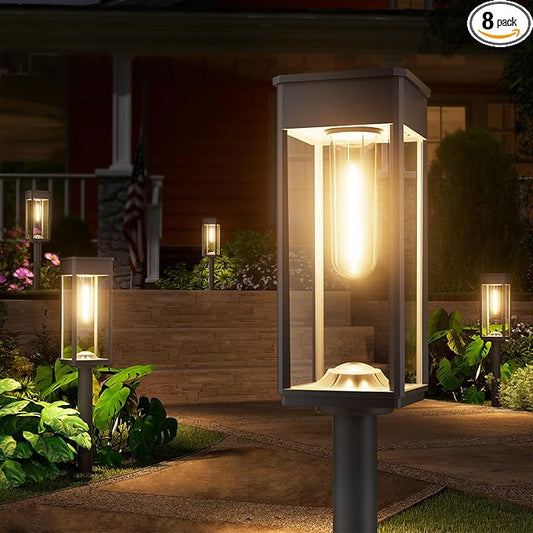 8 Pack Bright Solar Pathway Lights Outdoor,IP65 Waterproof Auto On/Off Solar Garden Light Path Lights Solar Powered for Outside Yard Path Lawn Walkway Driveway Landscape Lighting Patio Decor