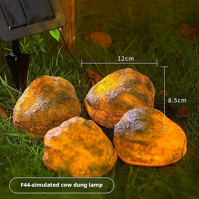 LIYAOLI Solar Rock Lights 4-Pack | Auto-Dimming & 8H Runtime | IP44 Waterproof Landscape Lighting for Garden/Pathway/Lawn Outdoor Decorative (Natural Stone Texture)