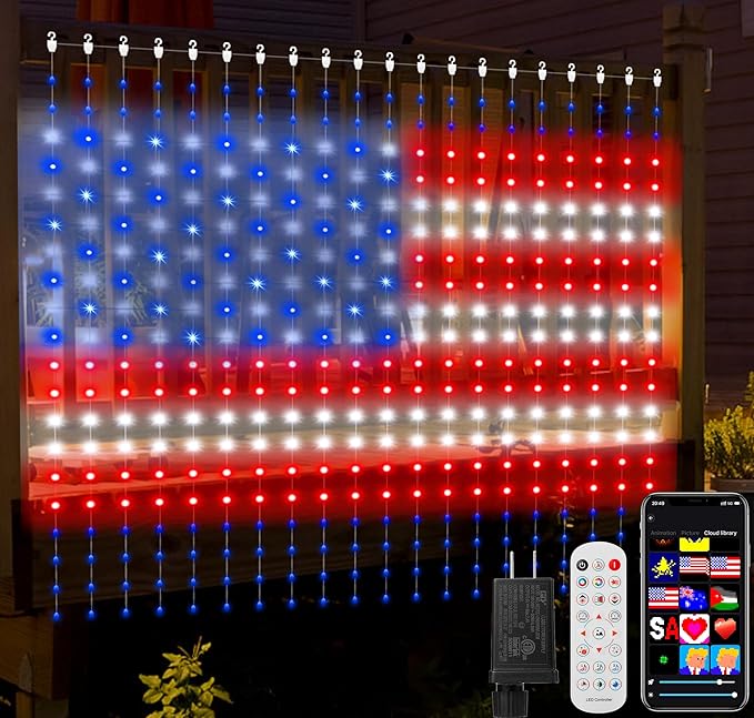 Smart Curtain Lights 400 LED, Color Changing LED Curtains Light 6.6 * 6.6 FT, DIY Fairy String Light Curtain for Bedroom Backdrop Party Indoor Outdoor Holiday Decor (APP +Remote Control)