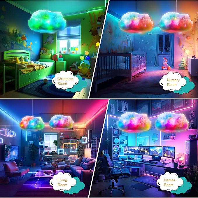 ViLSOM LED Cloud Light, RGB Cloud Lamp with IC Remote Control and APP Control Cool Lights Sync Music Color Changing Led Lights for Bedroom Ceiling Adults and Kids Modern Home & Room Decor