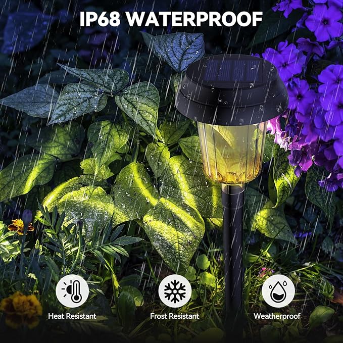 TECKNET Solar Pathway Lights, Color Changing Solar Lights with Warm White & RGB Colored, Colored Pathway Light Outdoor Waterproof (IP68) for Yard, Auto On/Off (10 Pack)