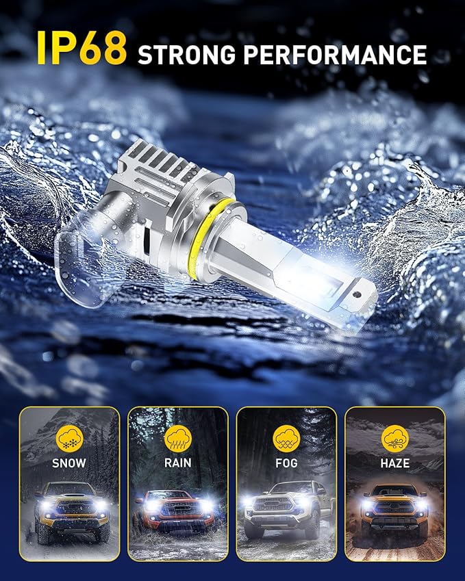 AUXITO 9006/HB4 LED Bulb, 30000LM Brightness 6500K White, Plug-N-Play 120W, 60000+ Hour Lifespan, Canbus Ready, 99% Compatibility, 2PCS