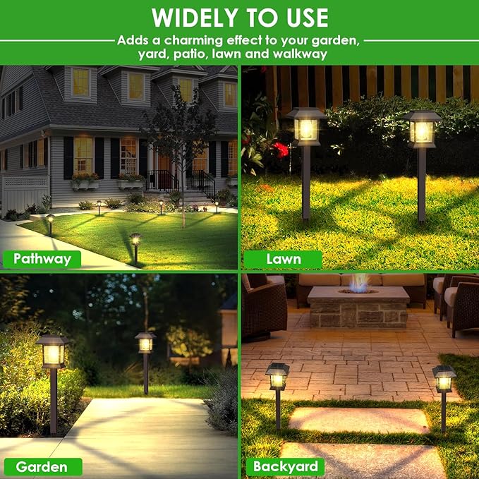 Solar Pathway Lights Outdoor, 12 Pack Upgraded LED Waterproof Solar Outdoor Lights, Outside Driveway Garden Landscape Walkway Path Yard Lawn Decor