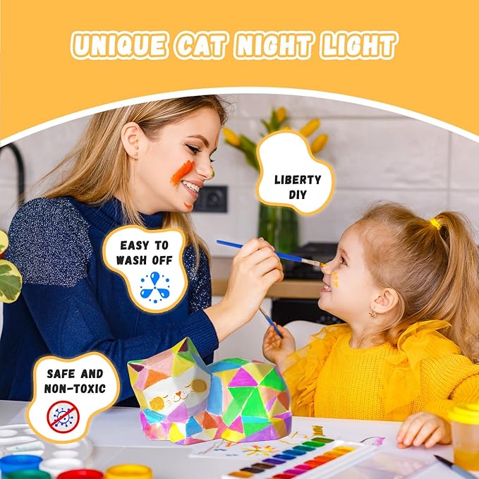 Paint Your Own Cat Lamp Kit, Arts and Crafts for Kids Ages 8-12, Arts and Crafts for Kids 4-6, DIY Lying Cat Night Light Gifts for Girls, Art Supplies for Teens Girls Boys Birthday Ages 3 4 5 6 7 8 9+