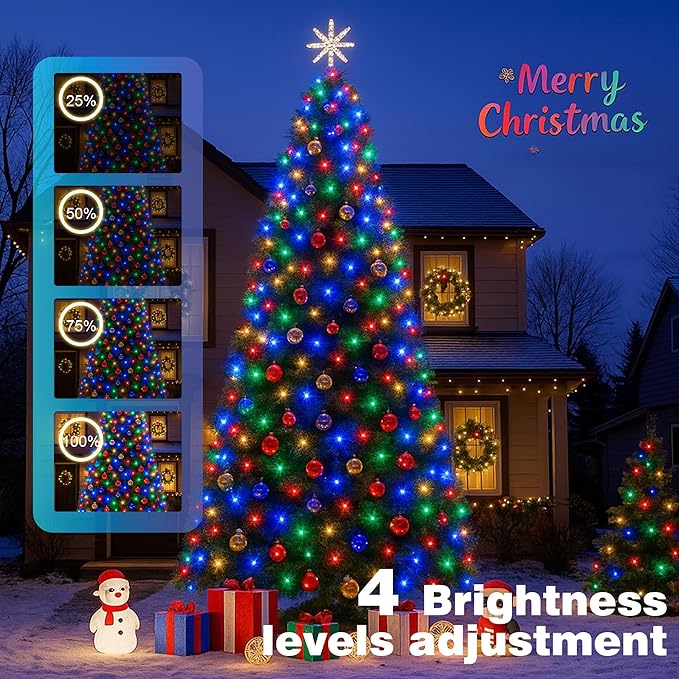 Christmas Lights 500LED 164 FT, Waterproof Christmas Tree Lights with 8 Modes, Remote Control 3 Timers & Memory Function Xmas Decorations for House and Holiday (Multicolor)