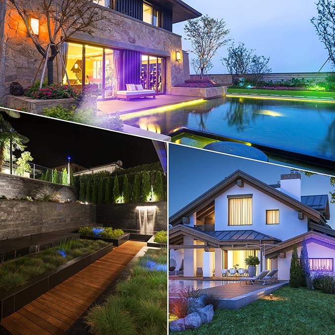 Low Voltage RGB Landscape Lights,Color Changing Outdoor In-Ground Light with Connectors RGB Well Lights 12-24V Landscape Lighting for Outdoor Christmas (RGBW 6 Pack)