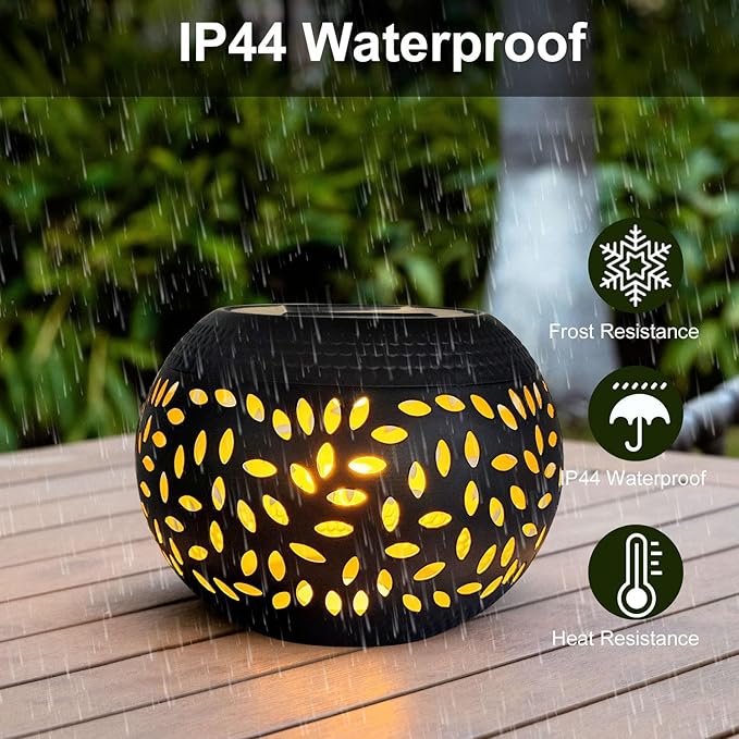 Solar Lantern Outdoor Patio Decor - Solar Lanterns Outdoor Waterproof,Hollow Out Retro Metal Table Lights,Yard Porch Garden Balcony Desk Bedroom Tabletop Decorations Indoor Outside