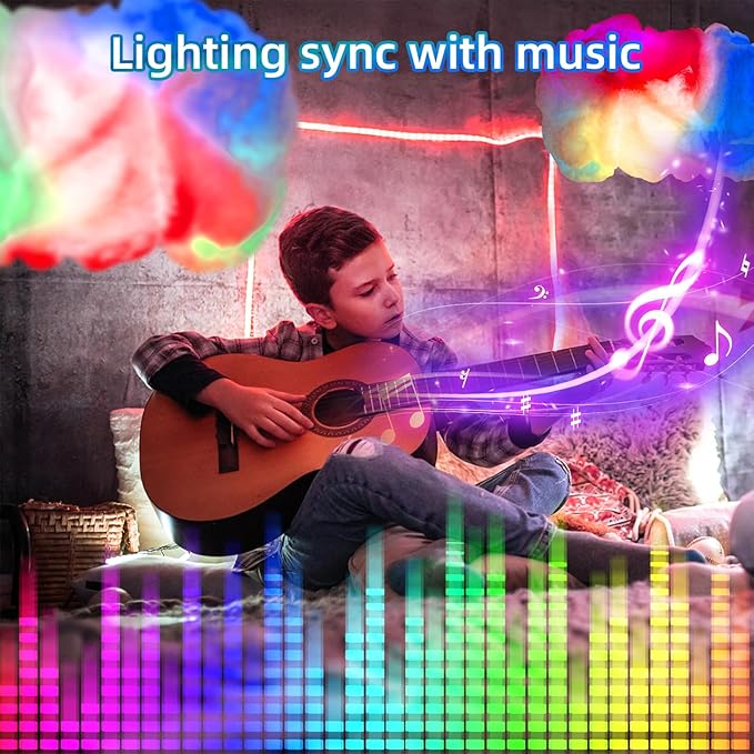 Cloud LED Lights for Bedroom - DIY Aesthetic Mood Light, Music Sync App Control Wall Light, 3D Ceiling Lamp Color Changing Lights, Cool Stuff for Kids Room Decor, Cool lights for Room Decorations