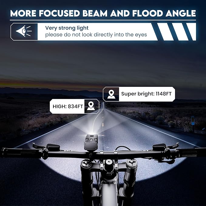 Bike Lights for Night Riding, Super Lumen 360 Rotatable 10000 Lumen Bike Headlight, 1200 Lumen Larger Wide Angle 3000 mAh Bicycle Lights Front and Rear