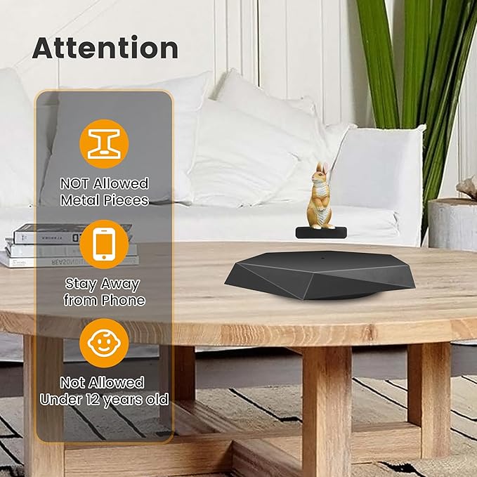 Levitating Display Stand,Magnetic Floating Display with Stand for Toys,Figures,Miniatures,360 Degree Miniature Automatic Rotating Stand,Levitating Decor for Home & Office,Birthday Gift,Christmas Gift,Futuristic Gadgets,Black