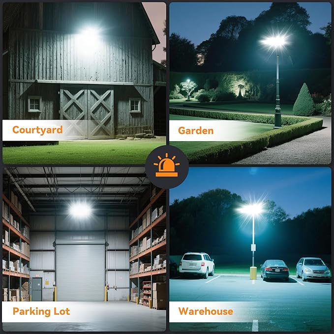 600W LED Outdoor Flood Light, 60000LM Super Bright Stadium Light, 6000K Daylight White, IP66 Waterproof 3 Heads Adjustable Outdoor Floodlights for Backyard, Parking Lot, Stadium, Field(2 Pack)