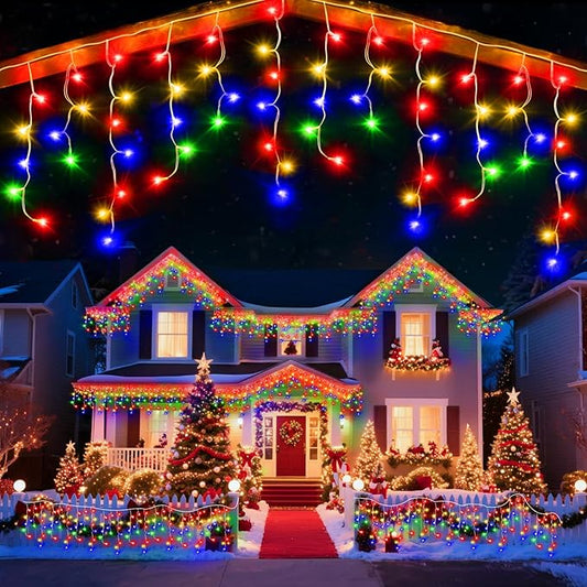 131 Ft String Lights for Outside, 1280 LED Christmas Lights Outdoor Plug in, Christmas String Lights with 8 Modes & Timer for Holiday, Party, Wedding, House, Patio, Outdoor Decor(Multicolor)