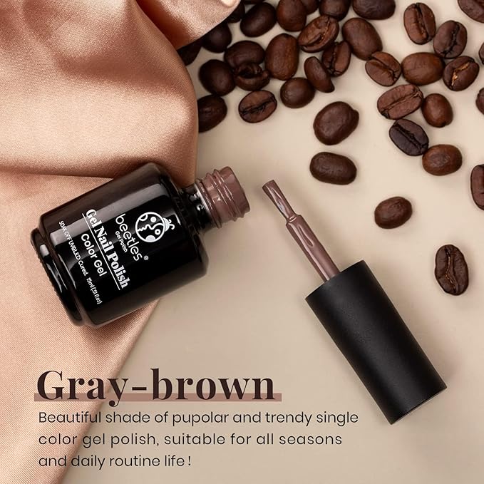 Beetles Brown Gel Nail Polish – 15ml Dark Brown Gel Polish, Soak Off Uv LED Nail Lamp Nail Art Manicure Gift for Women