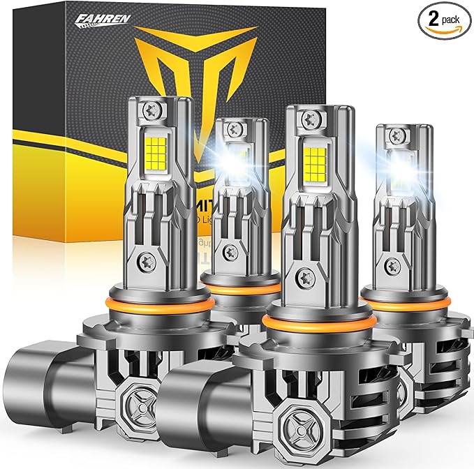 FAHREN Upgraded 9005/HB3 9006/HB4 LED Bulbs Combo, 80000LM 900% Ultra-Bright, 70000HRS+ Lifespan, 1:1 Mini Halogen Size, Quick Install No Adapter Needed, Pack of 4