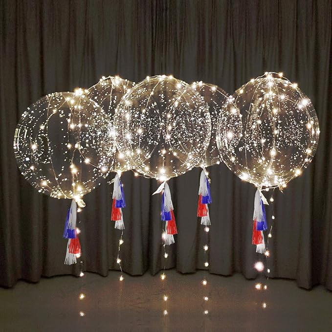 Lightsfever LED Light up Party Balloons with Batteries, 22 inch warm white Big Size Clear Bobo Balloons for Helium or Air, thanks giving party balloons(12 pack warm white)