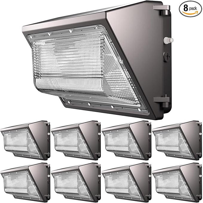 8Pack 200W LED Wall Pack Lights, 100-277v Dusk to Dawn with Photocell, 30000Lm 5000K Daylight IP65 Waterproof Outdoor Security Lighting, Energy Saving, ETL | 5-Year Warranty(Height:20~30ft)