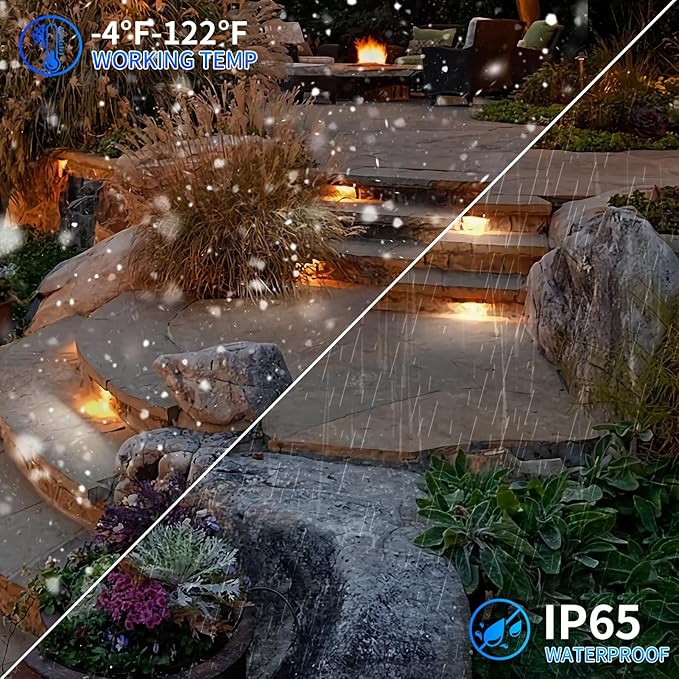 4-Packs 3W 7 Inch LED Hardscape Paver Lighting,12V AC/DC Low Voltage Retaining Wall Lights,LED Landscape Lighting,2700K Soft White Outdoor Step Light,50,000 Hours Lifespan-Black