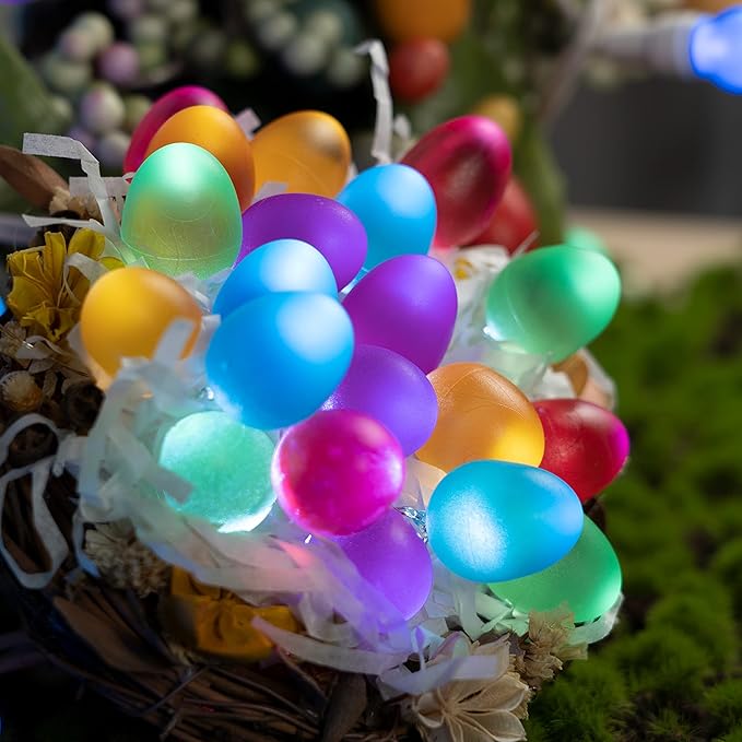 KAiSnova Easter Decorations Easter Lights String 10ft 30LED Eggs Fairy Light Battery Operated with Remote String Lights Spring Themed Multi Color Eggs Decor for Indoor Outdoor Bedroom Party Home