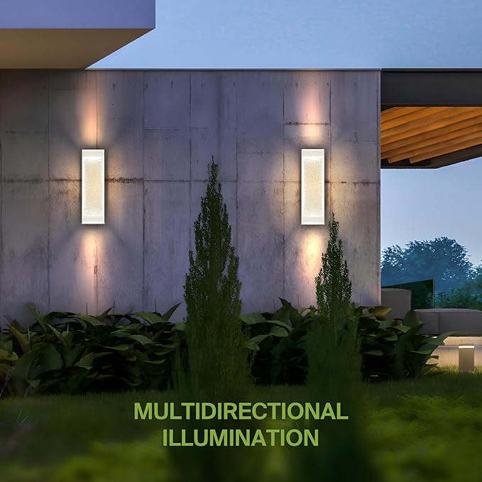 ASD LED 18" Bubble Glass Wall Light Fixture, Outdoor & Indoor Seeded Sconce | 3CCT, Waterproof, Dimmable, Up-Down Glow, ETL Listed | 22W 520LM 3000-5000K 100-277V | Exterior Porch Lighting | White