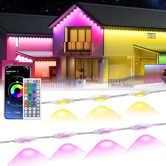 150Ft Permanent Outdoor Lights,Smart RGB Outdoor Lights with Remote APP Control, IP67 Waterproof Outside Light for House for Christmas, Halloween, Holiday, Party, Daily