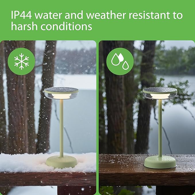 Cocktail Style Solar Table Lamp – Cordless LED Light with USB-C Charging, Dimmable Warm 2700K Glow, Weather Resistant for Indoor/Outdoor Use – Blue, 1 Pack