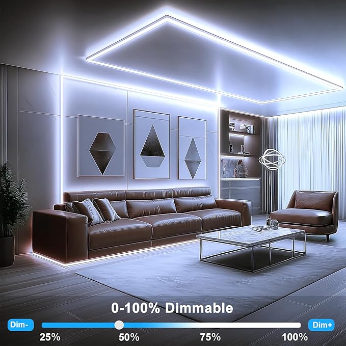 echosari 65.6Ft LED Strip Lights, 6000K Ultra-Bright Strip Lights with Timer Dimmable, 2400 LEDs Flexible Tape Lights Outdoor Waterproof Light Strip for Pool Pathway Balcony Patio (Cool White)