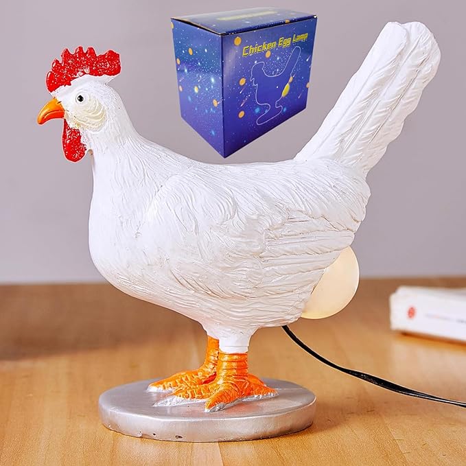 Upgraded 3D Resin Chicken Egg Night Light with USB, Lifelike LED Egg Lamp with Color Gift Box, Easter Birthday Gift for Friends