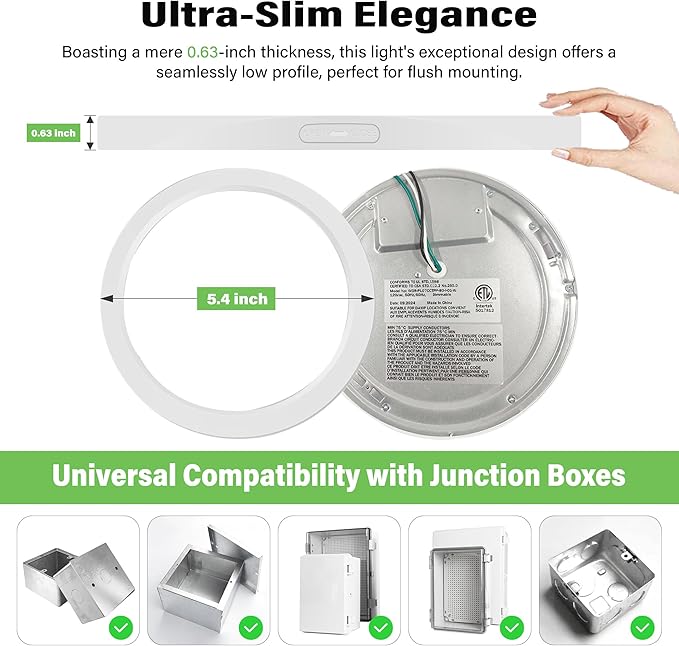 5" Flush Mount Ceiling Light Dimmable, 5000K White LED Ceiling Light Ultra Thin Round Ceiling Light Fixture for Bedroom, Bathroom,Kitchen, Hallway,Basement,Closet,14Pack