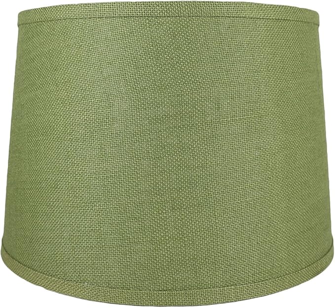 Urbanest French Drum Burlap Lampshade, 14-inch by 16-inch by 11-inch, Khaki Green