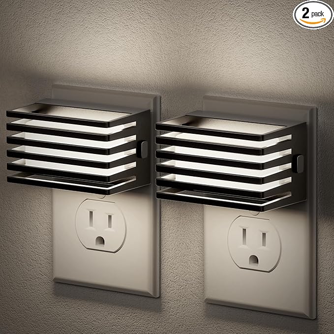 JandCase LED Night Light, [2 Pack] Night Lights Plug into Wall with Dusk to Dawn Sensor, Dimmable Plug in Night Light, Adjustable Brightness, 5000K Daylight White Nightlight for Bathroom Hallway