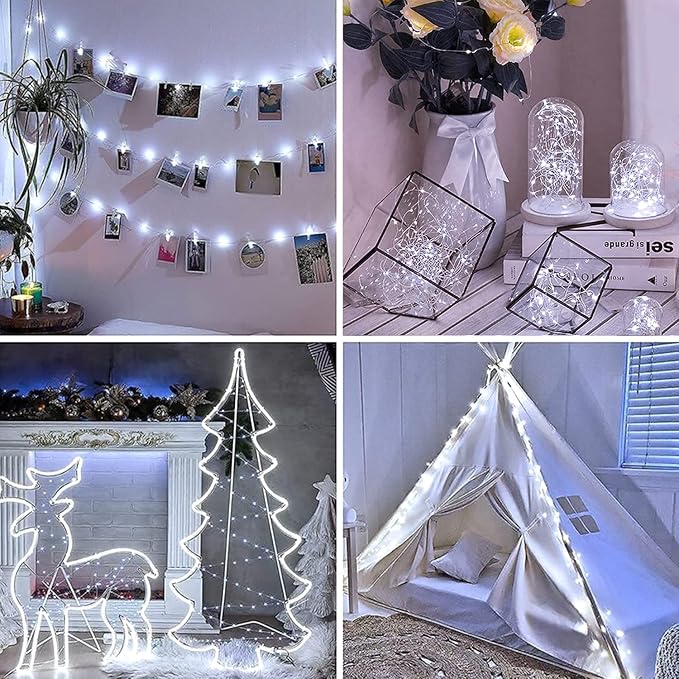 Fairy Light Battery Operated String Lights 6 Pack 20LED Copper Wire Firefly Twinkle Lights Indoor Waterproof for Christmas Halloween,Garden Party, Bedroom, Wedding, Birthday（Cool White）