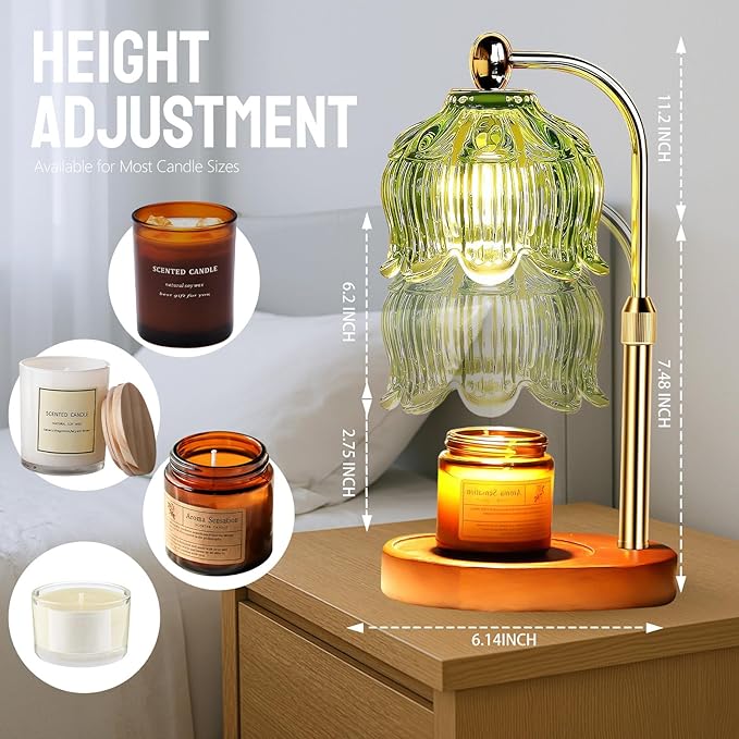 GEEZO Fragrance Candle Warmer Lamp，Electric Candle Warmer with Timer & Dimmer，Mom Christmas Birthday Gifts for Women, House Warming Gifts New Home Bedroom Decor