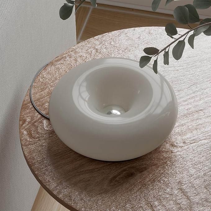 Creative Design White Donut Lamp, Plug-in Wall Sconse Or Table Lamp Dual Use Atmosphere Lamp, Modern Infinitely Dimmable White Wall Lamp Desk Light for Corridor, Bedsided Or Warm Decoration