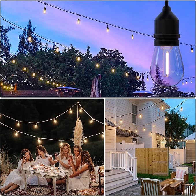 Mlambert 36 Pack LED String Light Bulbs,Shatterproof Outdoor String S14 Replacement Light Bulbs 2700K,Waterproof 1W LED Equal to 11W,Not Solar