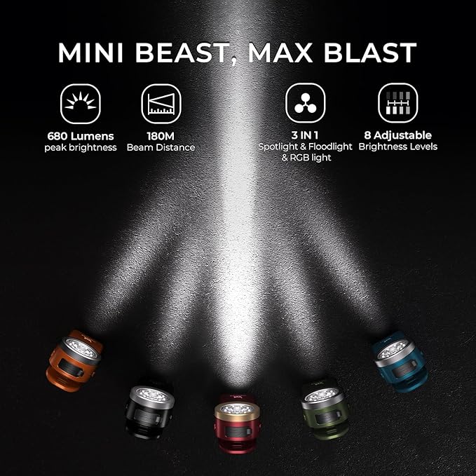 Wurkkos HD03 Rechargeable EDC Flashlight 680 High Lumen Clip Light, Small Flashlight Triple Light Source, 90 High CRI, IPX6 Waterproof, Magnetic Mini Pocket Flashlight for Working Emergency Signal