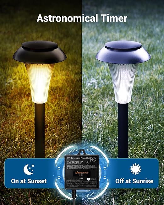 DEWENWILS 60W WiFi Low Voltage Transformer, 120V AC to 12V DC, Smart Outdoor Low Voltage Landscape Transformer with Timer, Work with Alexa & Google Home, Weatherproof for Landscape Lights, ETL Listed