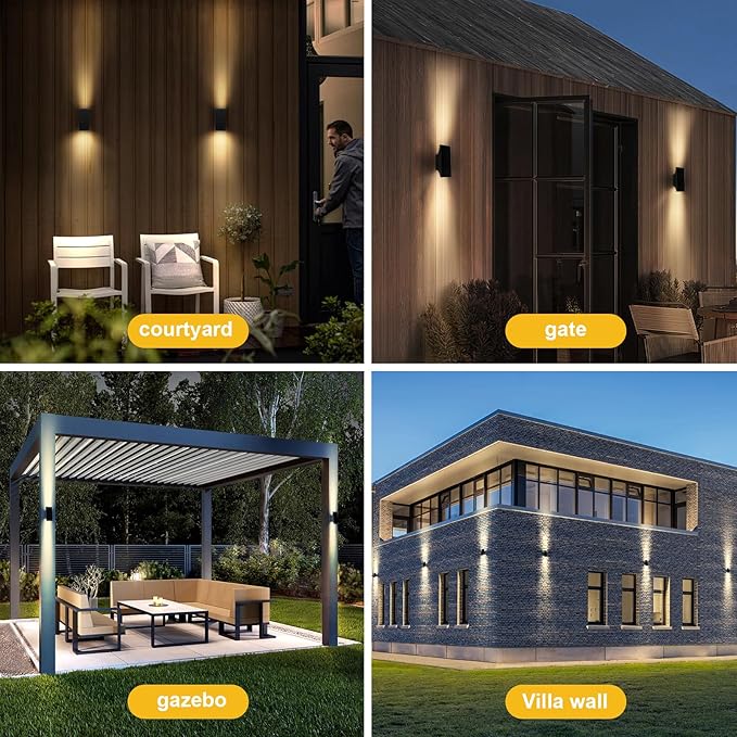 Solar Sconce Lights Outdoor, Dimmable Solar Wall Lights Up and Down, 3000K 700LM Solars Lights Outdoor IP65 Waterproof for Yard Patio Garage Porch, 2pcs