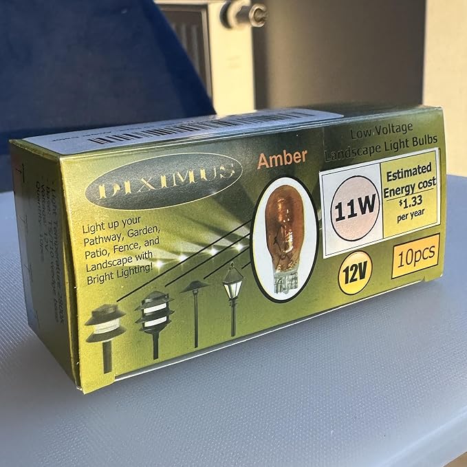 Diximus 12 Volt 11 Watt Amber Bulbs Low Voltage T5 Landscape Bulb - Landscape Light Bulbs - Low Voltage Landscape Light Bulbs - 10 Pack (Amber, 10)