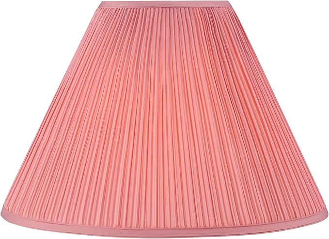 Aspen Creative 33027, Hardback Empire Transitional Spider Lamp Shade, Mushroom Pleated Rose Pink Faux Silk Fabric, 7" Top x 18" Bottom x 13" Slant Height