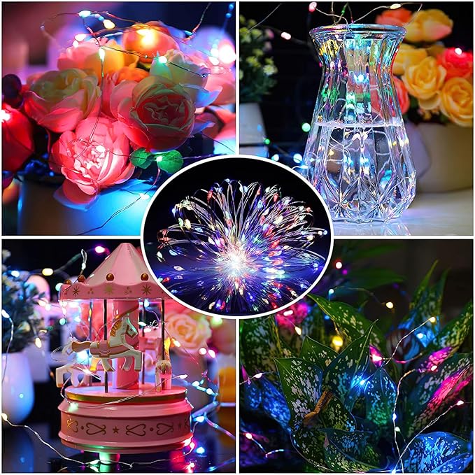 ZGWJ 8 Pack Fairy Lights Battery Operated, 7ft 20 Mini LED Fairy String Lights Silver Wire 3 Modes for DIY, Parties, Wedding, Bedroom, Halloween Christmas Decoration